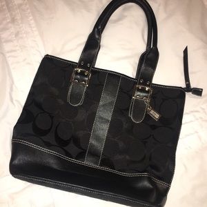 Black Coach purse with silver details